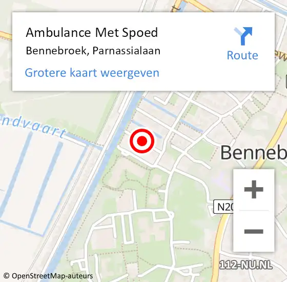 Locatie op kaart van de 112 melding: Ambulance Met Spoed Naar Bennebroek, Parnassialaan op 2 augustus 2021 19:34
