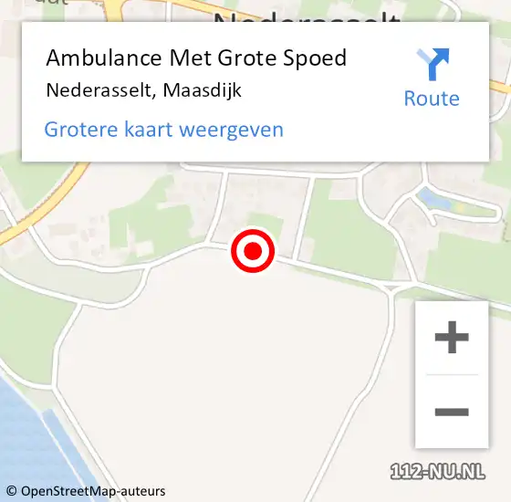 Locatie op kaart van de 112 melding: Ambulance Met Grote Spoed Naar Nederasselt, Maasdijk op 2 augustus 2021 19:50