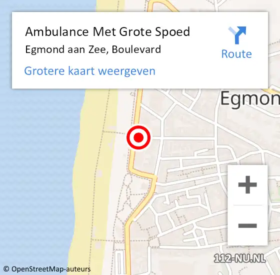 Locatie op kaart van de 112 melding: Ambulance Met Grote Spoed Naar Egmond aan Zee, Boulevard op 2 augustus 2021 20:01