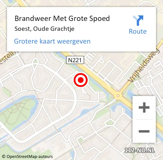 Locatie op kaart van de 112 melding: Brandweer Met Grote Spoed Naar Soest, Oude Grachtje op 2 augustus 2021 20:24