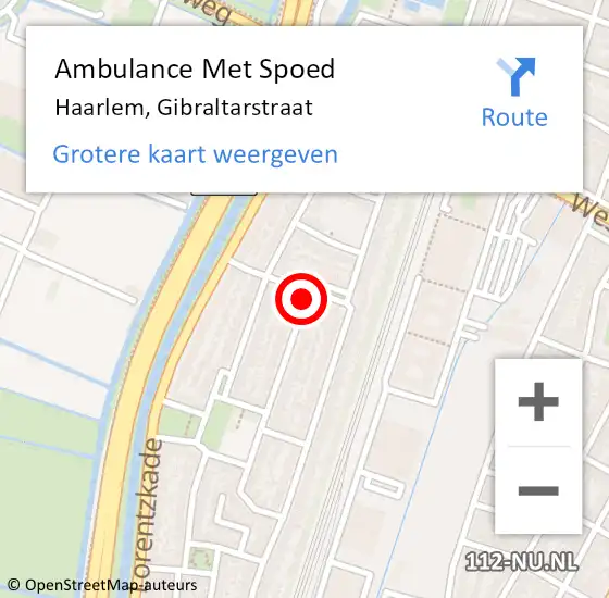 Locatie op kaart van de 112 melding: Ambulance Met Spoed Naar Haarlem, Gibraltarstraat op 2 augustus 2021 20:32