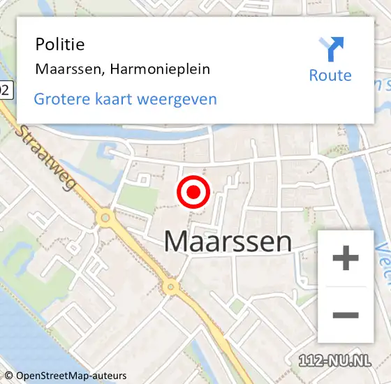 Locatie op kaart van de 112 melding: Politie Maarssen, Harmonieplein op 2 augustus 2021 20:35