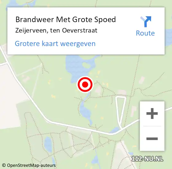 Locatie op kaart van de 112 melding: Brandweer Met Grote Spoed Naar Zeijerveen, ten Oeverstraat op 2 augustus 2021 20:37