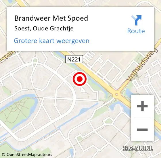 Locatie op kaart van de 112 melding: Brandweer Met Spoed Naar Soest, Oude Grachtje op 2 augustus 2021 20:38