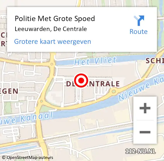 Locatie op kaart van de 112 melding: Politie Met Grote Spoed Naar Leeuwarden, De Centrale op 2 augustus 2021 21:09