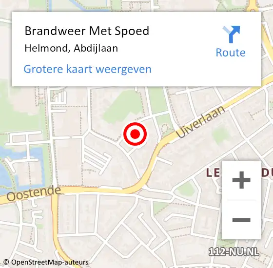 Locatie op kaart van de 112 melding: Brandweer Met Spoed Naar Helmond, Abdijlaan op 2 augustus 2021 21:15