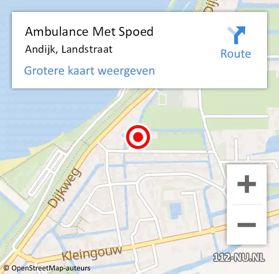 Locatie op kaart van de 112 melding: Ambulance Met Spoed Naar Andijk, Landstraat op 2 augustus 2021 21:33