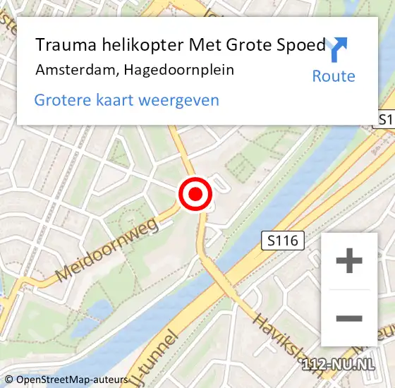 Locatie op kaart van de 112 melding: Trauma helikopter Met Grote Spoed Naar Amsterdam, Hagedoornplein op 2 augustus 2021 21:34