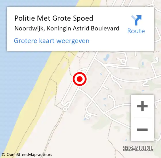 Locatie op kaart van de 112 melding: Politie Met Grote Spoed Naar Noordwijk, Koningin Astrid Boulevard op 2 augustus 2021 21:35