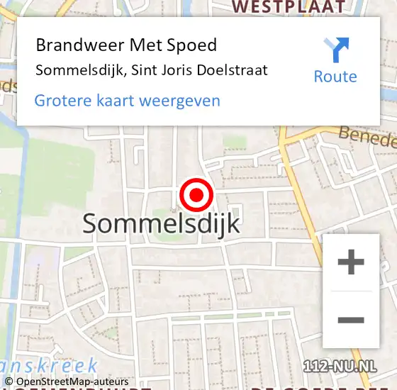 Locatie op kaart van de 112 melding: Brandweer Met Spoed Naar Sommelsdijk, Sint Joris Doelstraat op 2 augustus 2021 21:40