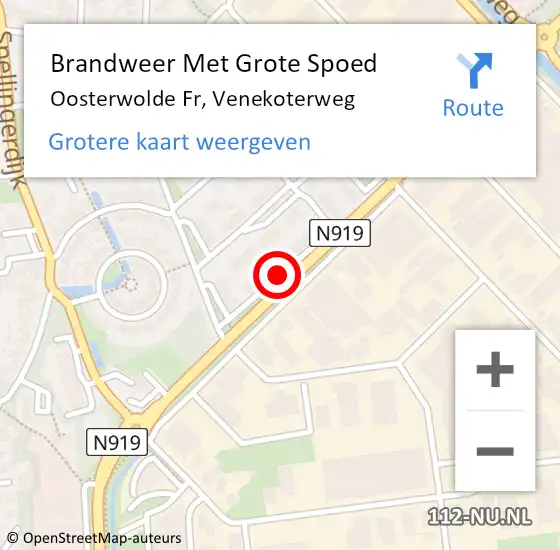 Locatie op kaart van de 112 melding: Brandweer Met Grote Spoed Naar Oosterwolde Fr, Venekoterweg op 18 juni 2014 15:40