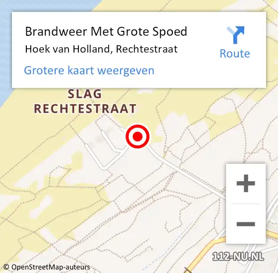 Locatie op kaart van de 112 melding: Brandweer Met Grote Spoed Naar Hoek van Holland, Rechtestraat op 2 augustus 2021 21:47