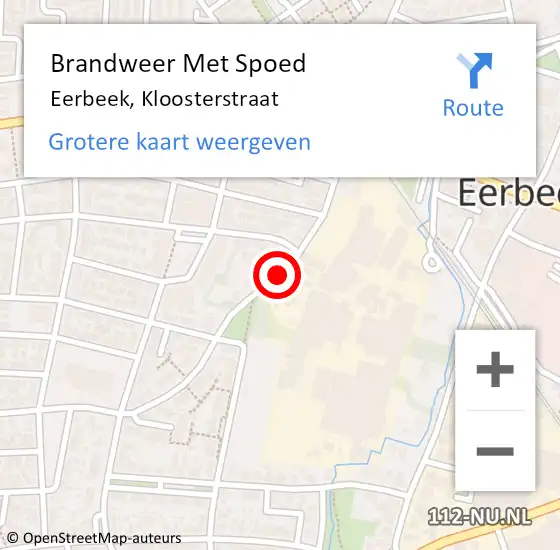 Locatie op kaart van de 112 melding: Brandweer Met Spoed Naar Eerbeek, Kloosterstraat op 2 augustus 2021 21:50