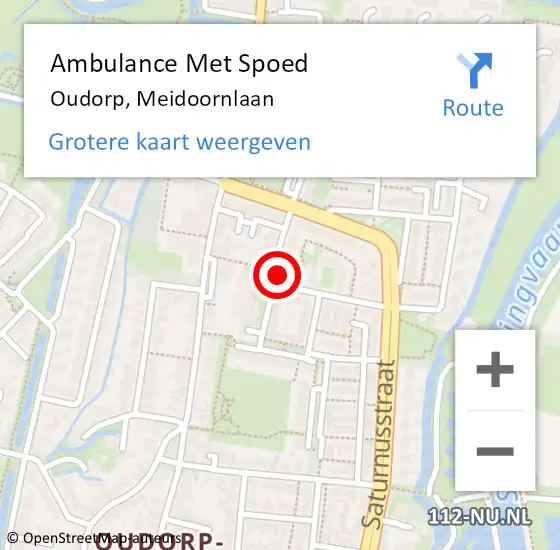 Locatie op kaart van de 112 melding: Ambulance Met Spoed Naar Oudorp, Meidoornlaan op 2 augustus 2021 22:11