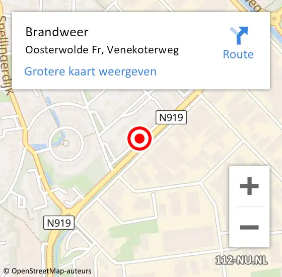 Locatie op kaart van de 112 melding: Brandweer Oosterwolde Fr, Venekoterweg op 18 juni 2014 15:42