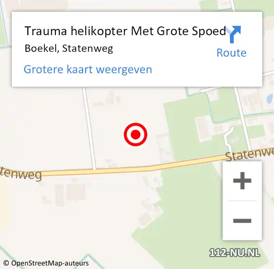 Locatie op kaart van de 112 melding: Trauma helikopter Met Grote Spoed Naar Boekel, Statenweg op 2 augustus 2021 23:02