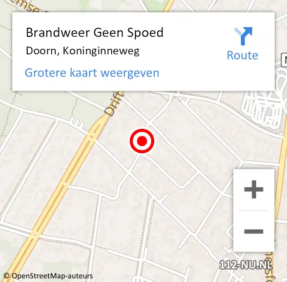 Locatie op kaart van de 112 melding: Brandweer Geen Spoed Naar Doorn, Koninginneweg op 2 augustus 2021 23:41