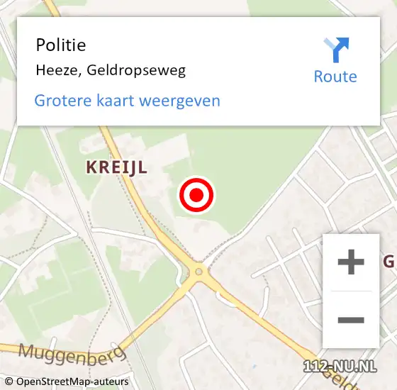 Locatie op kaart van de 112 melding: Politie Heeze, Geldropseweg op 2 augustus 2021 23:50