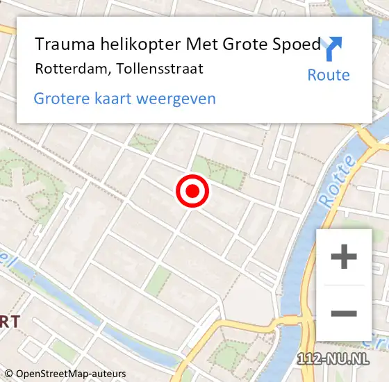 Locatie op kaart van de 112 melding: Trauma helikopter Met Grote Spoed Naar Rotterdam, Tollensstraat op 3 augustus 2021 00:11