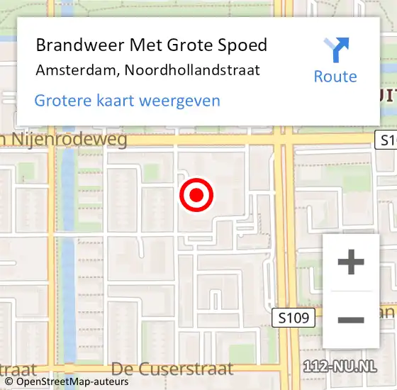 Locatie op kaart van de 112 melding: Brandweer Met Grote Spoed Naar Amsterdam, Noordhollandstraat op 3 augustus 2021 00:34