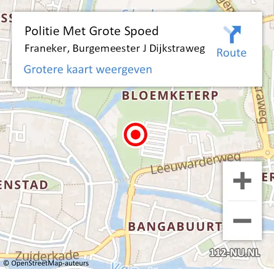 Locatie op kaart van de 112 melding: Politie Met Grote Spoed Naar Franeker, Burgemeester J Dijkstraweg op 3 augustus 2021 00:56