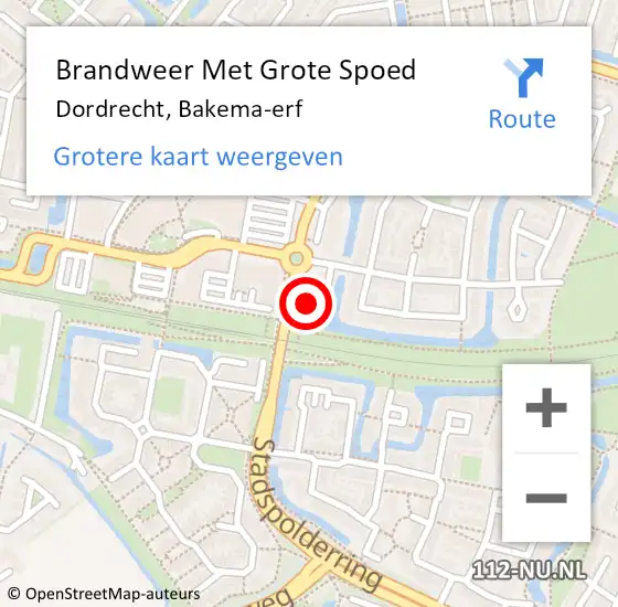 Locatie op kaart van de 112 melding: Brandweer Met Grote Spoed Naar Dordrecht, Bakema-erf op 3 augustus 2021 01:38