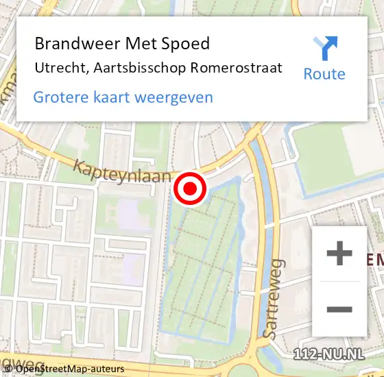 Locatie op kaart van de 112 melding: Brandweer Met Spoed Naar Utrecht, Aartsbisschop Romerostraat op 3 augustus 2021 01:46