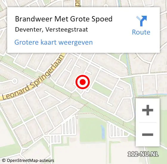 Locatie op kaart van de 112 melding: Brandweer Met Grote Spoed Naar Deventer, Versteegstraat op 3 augustus 2021 01:51