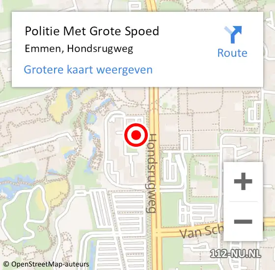 Locatie op kaart van de 112 melding: Politie Met Grote Spoed Naar Emmen, Hondsrugweg op 3 augustus 2021 01:52