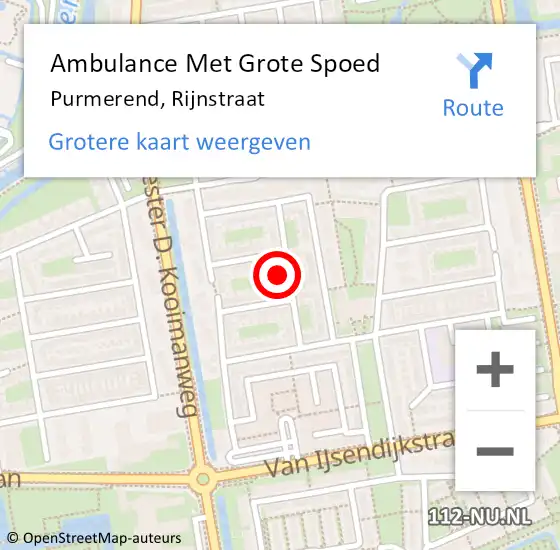 Locatie op kaart van de 112 melding: Ambulance Met Grote Spoed Naar Purmerend, Rijnstraat op 3 augustus 2021 02:02