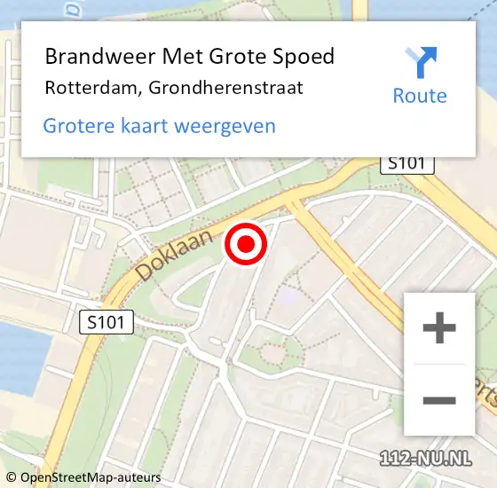 Locatie op kaart van de 112 melding: Brandweer Met Grote Spoed Naar Rotterdam, Grondherenstraat op 3 augustus 2021 02:14