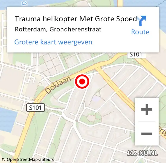 Locatie op kaart van de 112 melding: Trauma helikopter Met Grote Spoed Naar Rotterdam, Grondherenstraat op 3 augustus 2021 02:18