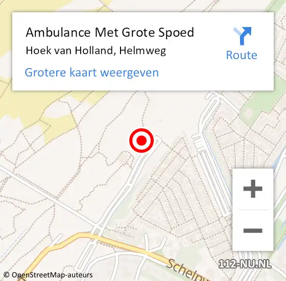 Locatie op kaart van de 112 melding: Ambulance Met Grote Spoed Naar Hoek van Holland, Helmweg op 3 augustus 2021 02:18