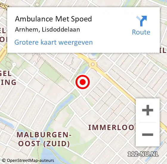 Locatie op kaart van de 112 melding: Ambulance Met Spoed Naar Arnhem, Lisdoddelaan op 3 augustus 2021 02:35