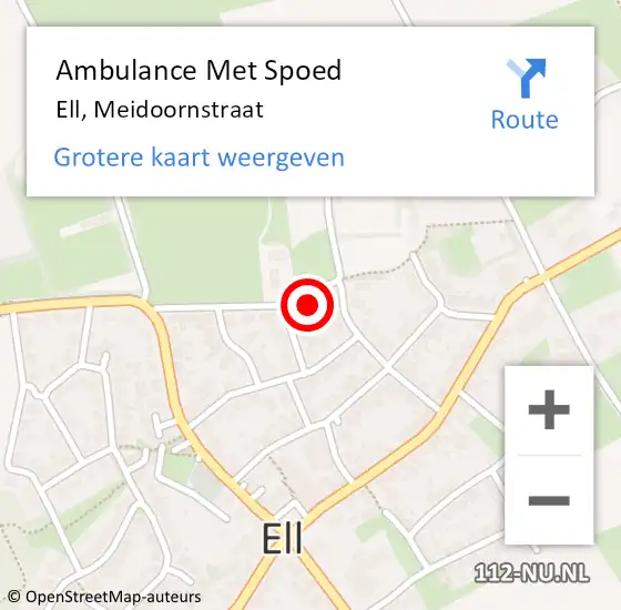 Locatie op kaart van de 112 melding: Ambulance Met Spoed Naar Ell, Meidoornstraat op 18 juni 2014 15:51