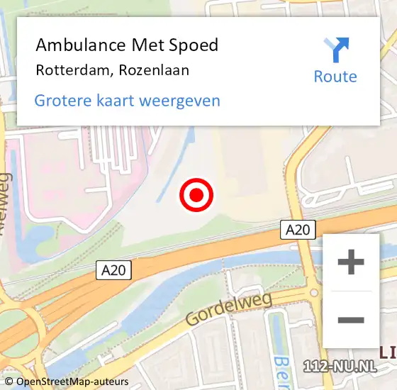Locatie op kaart van de 112 melding: Ambulance Met Spoed Naar Rotterdam, Rozenlaan op 3 augustus 2021 03:31