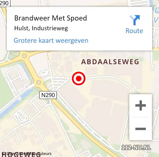 Locatie op kaart van de 112 melding: Brandweer Met Spoed Naar Hulst, Industrieweg op 3 augustus 2021 04:37
