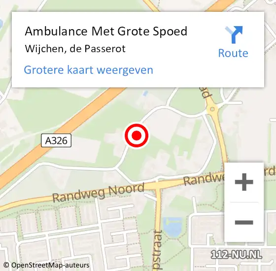 Locatie op kaart van de 112 melding: Ambulance Met Grote Spoed Naar Wijchen, de Passerot op 3 augustus 2021 04:49