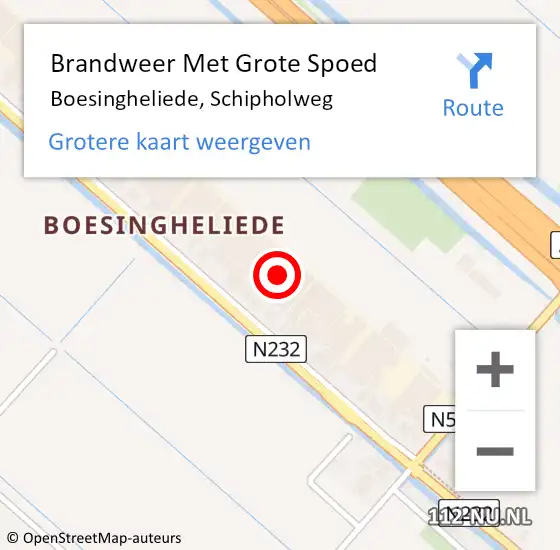 Locatie op kaart van de 112 melding: Brandweer Met Grote Spoed Naar Boesingheliede, Schipholweg op 3 augustus 2021 05:25