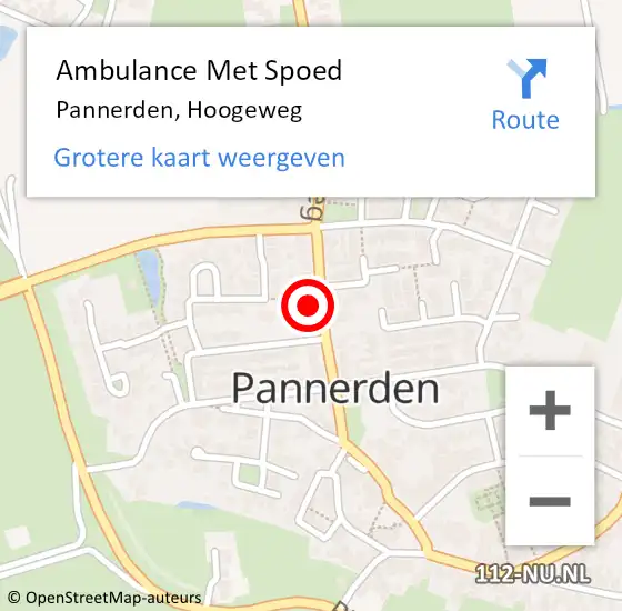 Locatie op kaart van de 112 melding: Ambulance Met Spoed Naar Pannerden, Hoogeweg op 3 augustus 2021 05:31