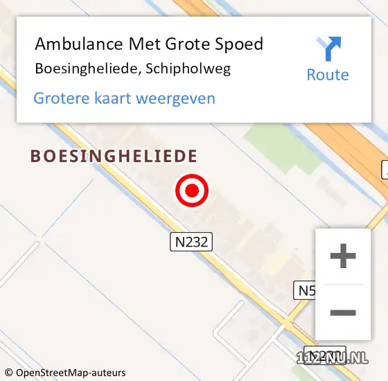 Locatie op kaart van de 112 melding: Ambulance Met Grote Spoed Naar Boesingheliede, Schipholweg op 3 augustus 2021 05:47