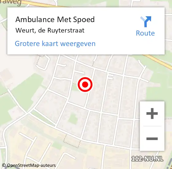 Locatie op kaart van de 112 melding: Ambulance Met Spoed Naar Weurt, de Ruyterstraat op 3 augustus 2021 05:53