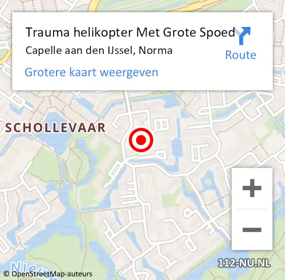 Locatie op kaart van de 112 melding: Trauma helikopter Met Grote Spoed Naar Capelle aan den IJssel, Norma op 3 augustus 2021 06:55
