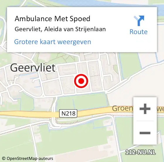 Locatie op kaart van de 112 melding: Ambulance Met Spoed Naar Geervliet, Aleida van Strijenlaan op 3 augustus 2021 06:56