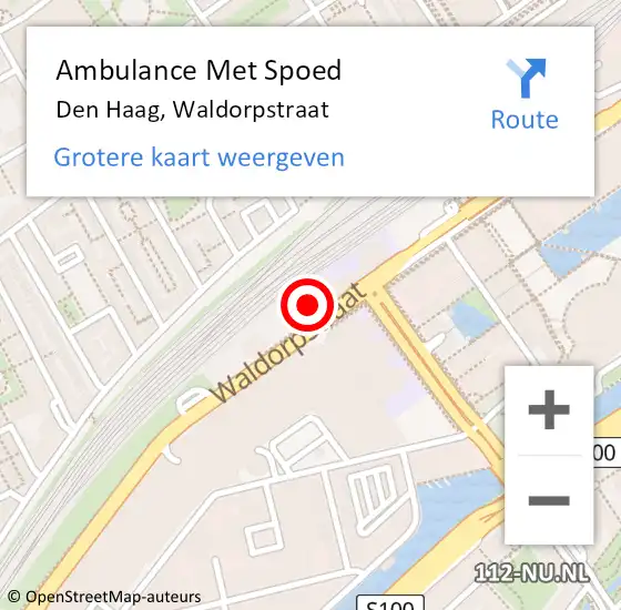 Locatie op kaart van de 112 melding: Ambulance Met Spoed Naar Den Haag, Waldorpstraat op 3 augustus 2021 07:06