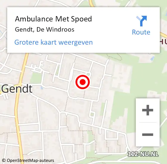 Locatie op kaart van de 112 melding: Ambulance Met Spoed Naar Gendt, De Windroos op 3 augustus 2021 07:10
