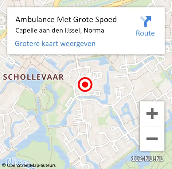 Locatie op kaart van de 112 melding: Ambulance Met Grote Spoed Naar Capelle aan den IJssel, Norma op 3 augustus 2021 07:11