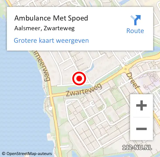 Locatie op kaart van de 112 melding: Ambulance Met Spoed Naar Aalsmeer, Zwarteweg op 3 augustus 2021 07:12