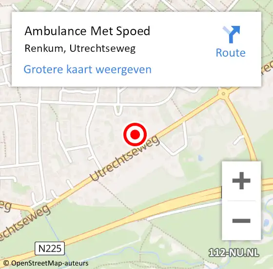 Locatie op kaart van de 112 melding: Ambulance Met Spoed Naar Renkum, Utrechtseweg op 3 augustus 2021 07:15
