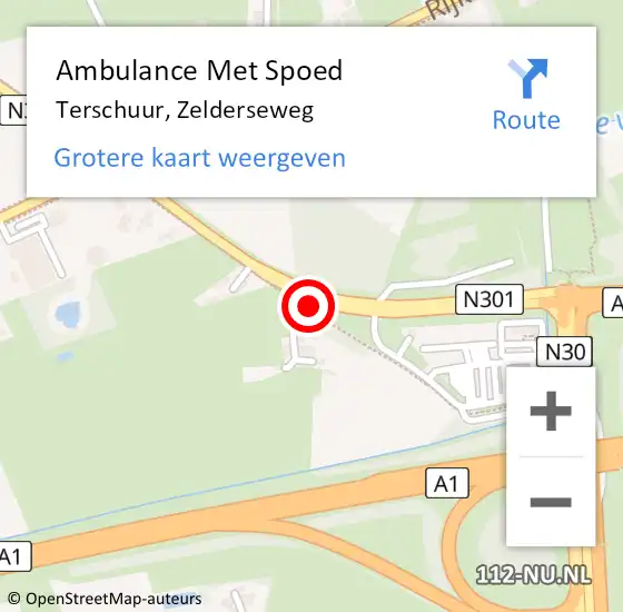 Locatie op kaart van de 112 melding: Ambulance Met Spoed Naar Terschuur, Zelderseweg op 3 augustus 2021 07:16